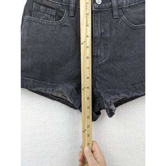 Pacsun High Waist Faded Black Jean Shorts Size 24" Cotton Blend Casual Grunge - Picture 6 of 13
